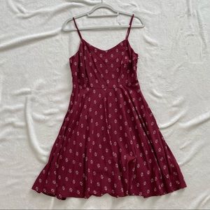 MODERN BURGUNDY PRINTED MINI SUN DRESS🌞